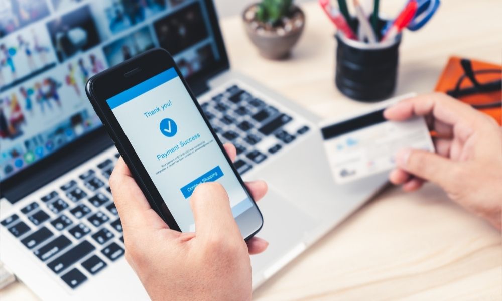 Online transaction is done through a mobile and card